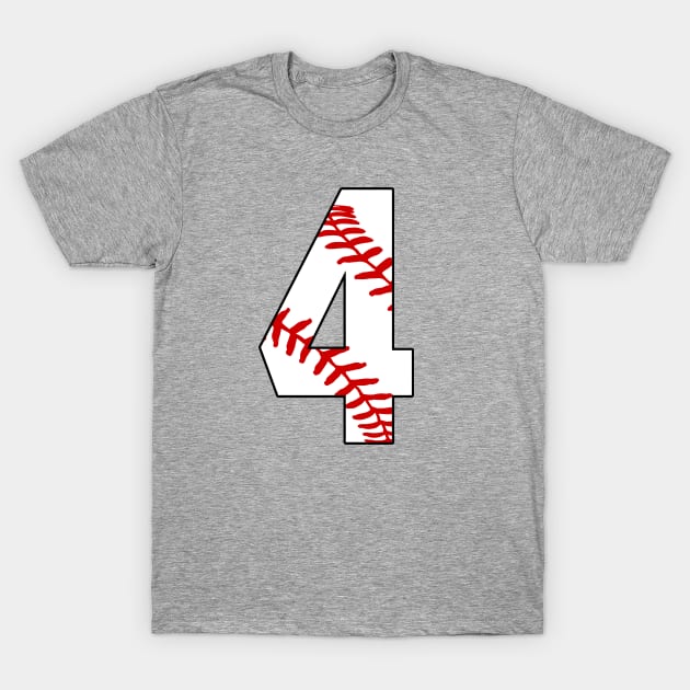 Baseball Number 4 #4 Baseball Shirt Jersey Favorite Player Biggest Fan T-Shirt by TeeCreations